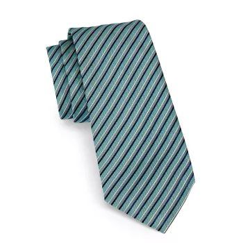 Шелковый жаккардовый галстук в полоску Emporio Armani