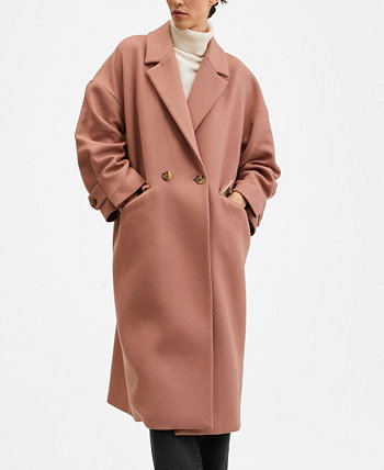 Купить Пуховики Женское шерстяное пальто оверсайз MANGO, цвет - розовый, поцене 25 290 рублей в интернет-магазине Usmall.ru