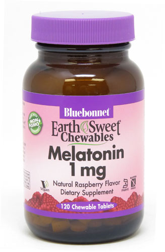 EarthSweet® Chewables Мелатонин Малина -- 1 мг -- 120 жевательных таблеток Bluebonnet Nutrition