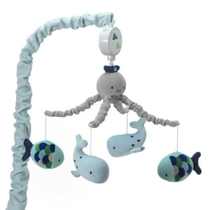 Lambs & Ivy Oceania Blue/Gray Whale/Fish Nautical/Ocean Musical Baby Crib Mobile Lambs & Ivy