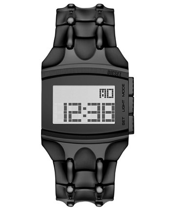 Мужские цифровые часы Croco Digi с браслетом из нержавеющей стали черного тона 34 мм Diesel