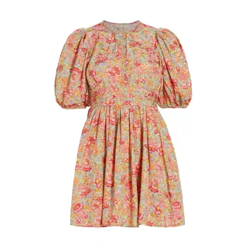 Мини-платье с пышными рукавами и цветочным принтом BYTIMO