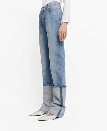 Women's Turned-Up Straight Jeans MANGO