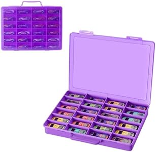 Toy Storage Organizer Case for Hot Wheels Car, for Matchbox Cars, for Mini Toys, for Small Dolls. Carrying Box Container Carrier with 24 Compartments (Box Only) (Black) RHCOM