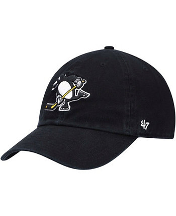 Мужская черная регулируемая кепка Pittsburgh Penguins Logo Clean Up '47 Brand