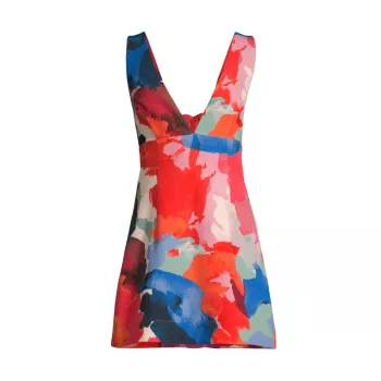 Мини-платье Geo Block с V-образным вырезом Laundry by Shelli Segal