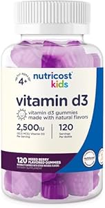 Nutricost Kids Vitamin D3 Gummies 2,500 IU (62.5mcg), 120 Gummies - Mixed Berry Flavored Nutricost