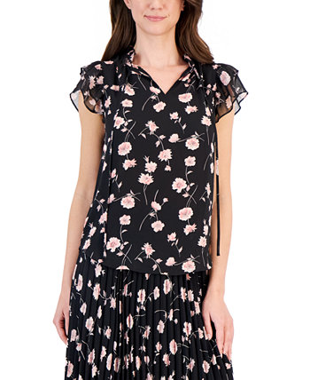 Женская блузка с развевающимися рукавами с цветочным принтом, созданная для Macy's Anne Klein