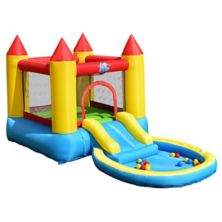 Kids Inflatable Bounce House Castle with Balls Pool and Bag Slickblue