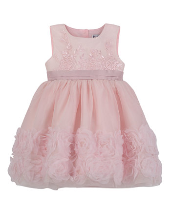Baby Girls Fit-and-Flare Embroidered Dress with Rosettes Blueberi Boulevard