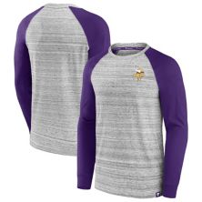 Men's Fanatics Heather Gray/Purple Minnesota Vikings Fair Shake Raglan Long Sleeve T-Shirt Fanatics Brands - White Label