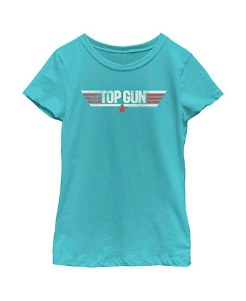 Потертая детская футболка с логотипом Top Gun для девочек Paramount