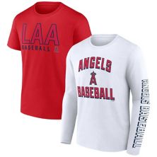Мужской комплект из двух красных/белых комбинированных футболок с логотипом Fanatics Los Angeles Angels Fanatics