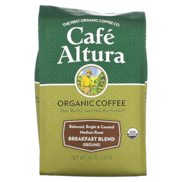 Органический кофе, смесь для завтрака, молотая, средней обжарки, 10 унций (283 г) Cafe Altura