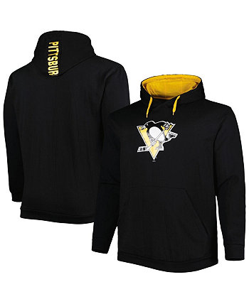 Мужской черный флисовый пуловер с капюшоном и логотипом Pittsburgh Penguins Big and Tall Fanatics