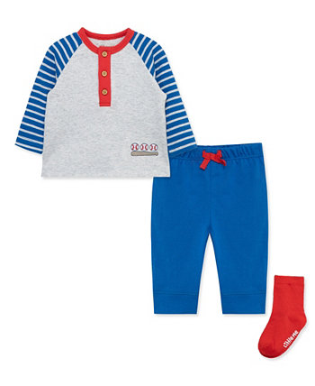 Бейсбольная футболка для маленьких мальчиков, спортивные штаны и носки, комплект из 3 предметов Little Me