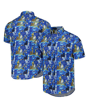 Мужская и женская синяя рубашка на пуговицах с эффектом потертости «Звездные войны Люк Лунатик» KUNUFLEX RSVLTS