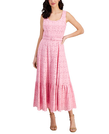 Женское платье с вырезом лодочкой, поясом и вышивкой, люверсами Taylor