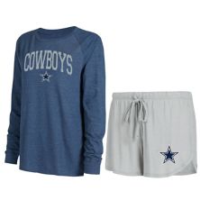 Women's Concepts Sport Gray/Navy Dallas Cowboys Raglan Long Sleeve T-Shirt & Shorts Lounge Set Unbranded