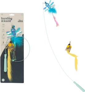 Huxley & Kent Cat Wand Wire Dragonfly & Mouse Cat Toy, Blue/Gray/Yellow Huxley & Kent