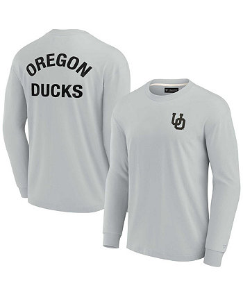 Мужская и женская серая супермягкая футболка с длинным рукавом Oregon Ducks Fanatics Signature