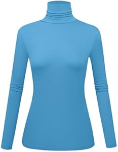 Women's Long Sleeve Turtleneck Shirts Slim Fitted Lightweight Base Layer Casual Tops Kindcall