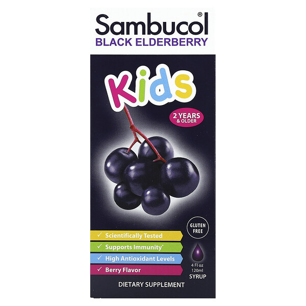 Детский сироп из черной бузины, от 2 лет и старше, ягоды, 4 жидких унции (120 мл) Sambucol