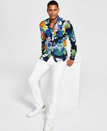 Men's Samuel Floral Print Long-Sleeve Button-Front Shirt Paisley & Gray