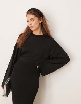 Gina Tricot metallic fine knit sweater with wide sleeves in black - part of a set GINA TRICOT