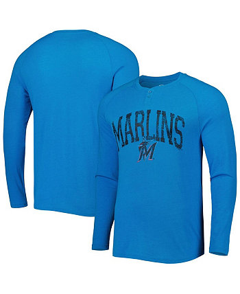 Мужская синяя футболка с длинным рукавом Miami Marlins Inertia реглан на пуговицах Concepts Sport