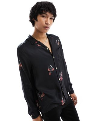 Черная рубашка с длинными рукавами и принтом AllSaints Goodluck AllSaints