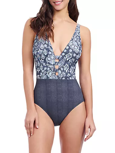 Flores Halterneck One-Piece Swimsuit Profile by Gottex