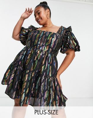Разноцветное платье мини с радужной текстурой Lovedrobe Luxe Plus Lovedrobe Luxe Plus