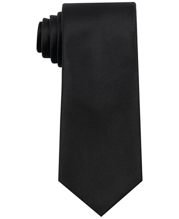 Мужской классический удлиненный однотонный черный галстук Calabrum