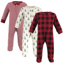 Touched by Nature Baby Organic Cotton Zipper Sleep and Play 3pk, Tree Plaid Touched by Nature