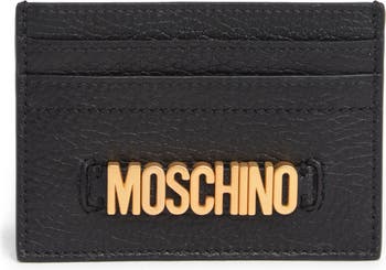 Кожаный футляр для карт с логотипом бренда Moschino