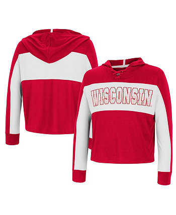 Girls Youth Red Wisconsin Badgers Galooks Hoodie Lace-Up Long Sleeve T-shirt Colosseum