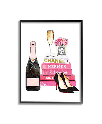 Glam Pink Fashion Book Шампанское "Ад и цветы" в рамке "жикле", 16 "x 20" Stupell Industries