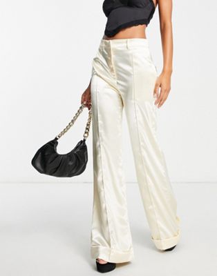 Белые структурированные атласные брюки строгого кроя Liquorish Bridal - часть комплекта Liquorish