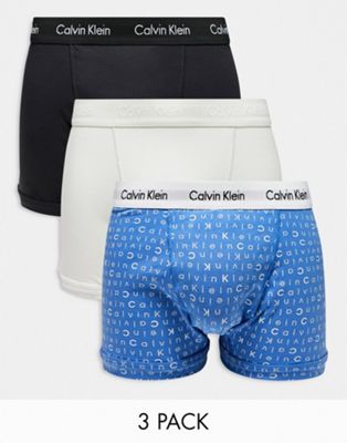 Комплект из трех плавок Calvin Klein Plus синего, темно-синего и серого цветов с принтом Calvin Klein