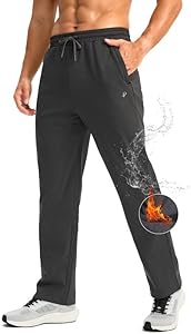 Pudolla Men's Fleece Lined Sweatpants with Zipper Pockets Winter Warm Water Resistant Athletic Pants for Workout Running Pudolla