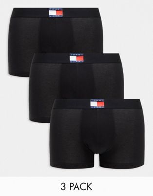 Tommy Jeans heritage essentials 3 pack trunks in black with logo waistband Tommy Hilfiger