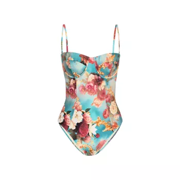 Rococo Roses Amie Roses Underwire One-Piece Swimsuit L'AGENCE