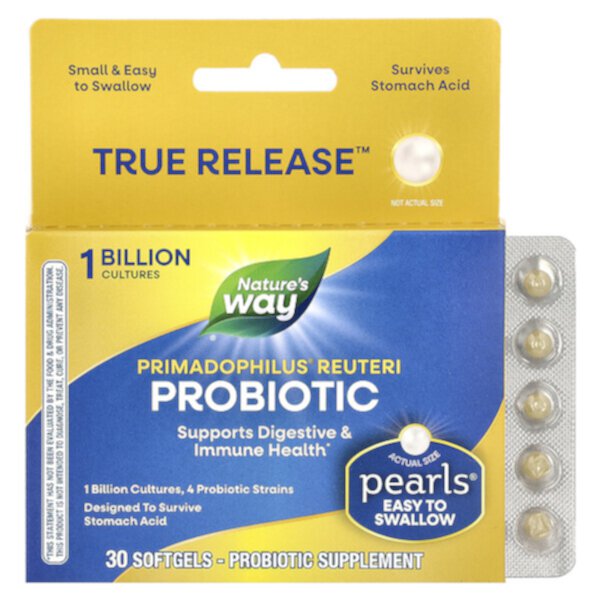Пробиотик Primadophilus Reuteri, 30 мягких таблеток Nature's Way