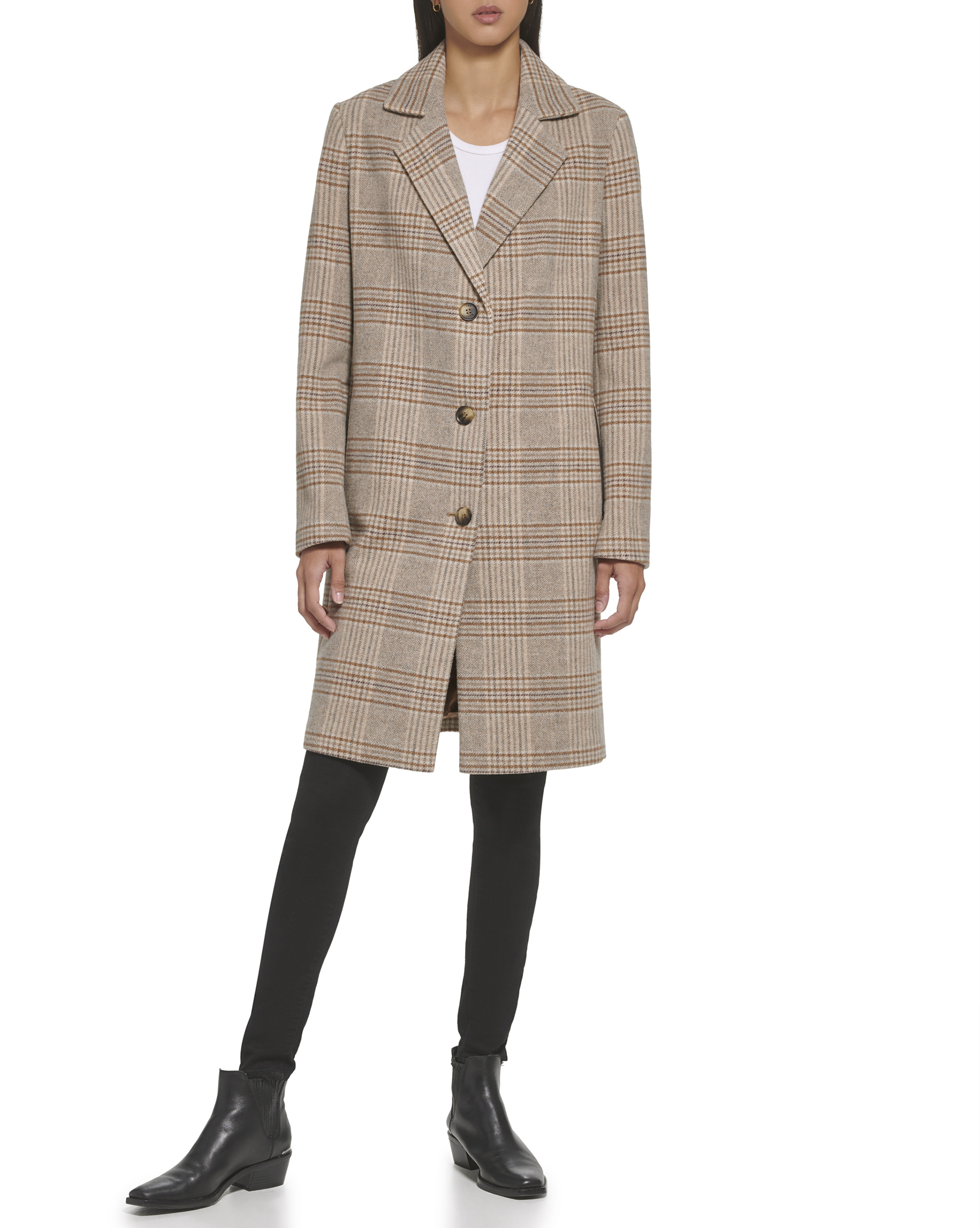 Мужское шерстяное пальто в клетку DKNY