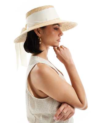 & Other Stories straw fedora hat with bow tie in natural & OTHER STORIES