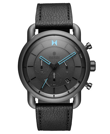 Мужские часы Blacktop Solar Quartz с черным кожаным ремешком, 47 мм MVMT
