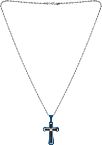 Ожерелье с подвеской в виде двухцветного креста с бриллиантами — 0,10 карата American Exchange
