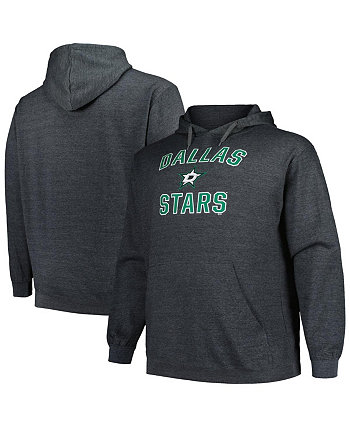 Мужской пуловер с капюшоном цвета Хизер угольно-серый Dallas Stars Big and Tall Arch с логотипом Profile