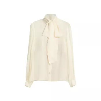Прозрачная шелковая блузка с завязками на воротнике Moschino